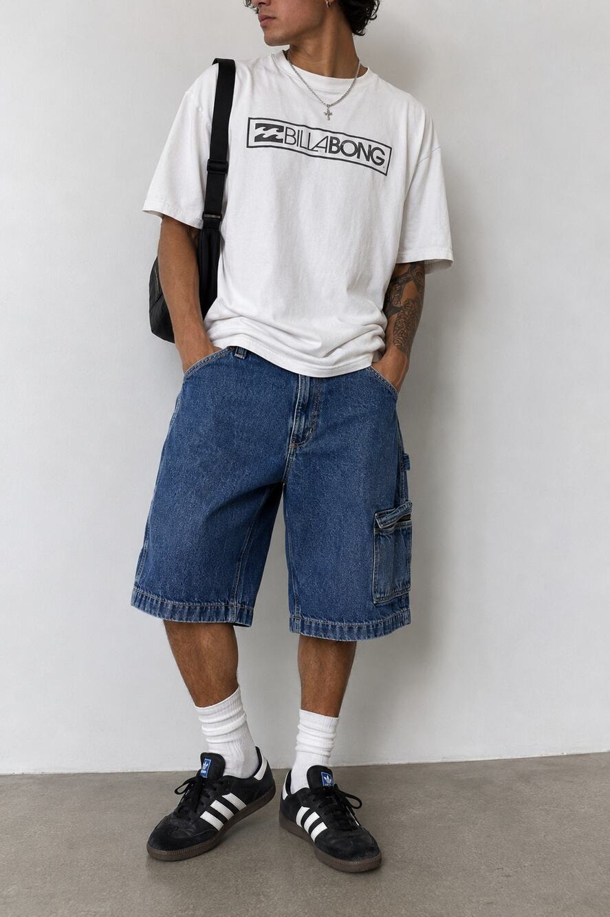 Billabong Carpenter Denim Shorts Men's Size 38 Blue Baggy Y2K Skate Utility